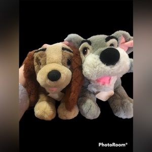 VTG Disney Lady and the Tramp Plush Stuffed Animal Set